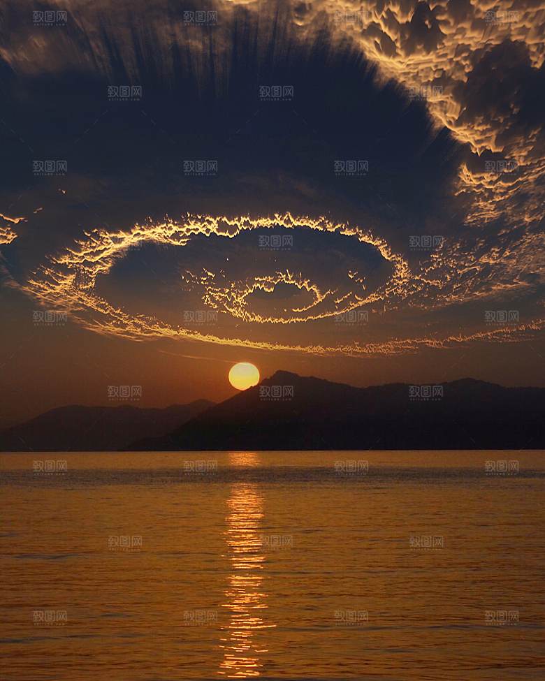 黄色落日余晖天空素材