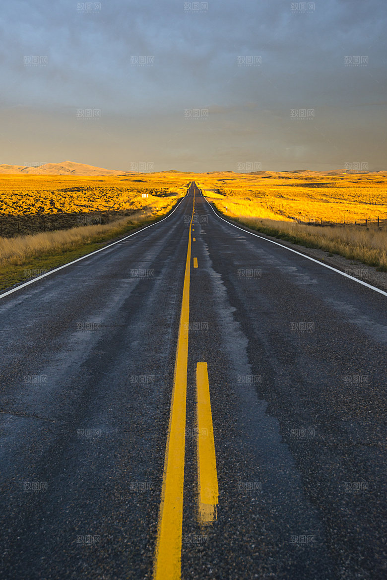 落日夕阳公路风景图片