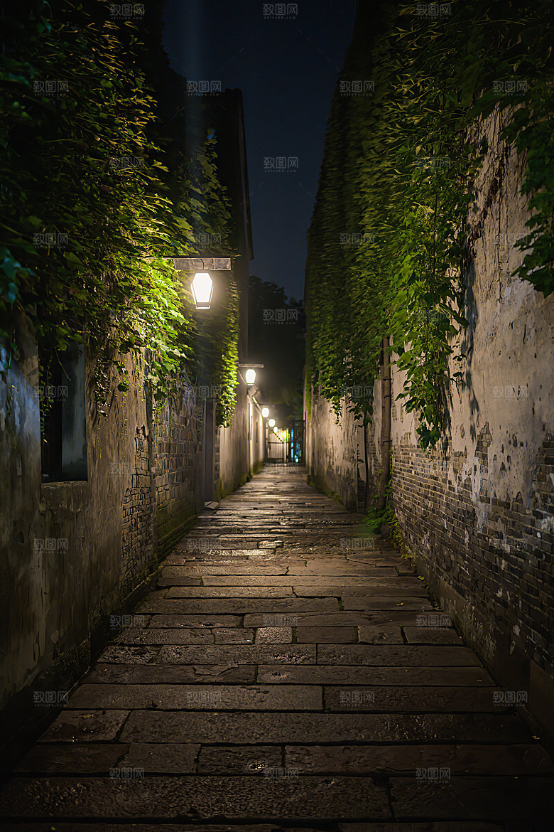 夜晚小巷夜景生活
