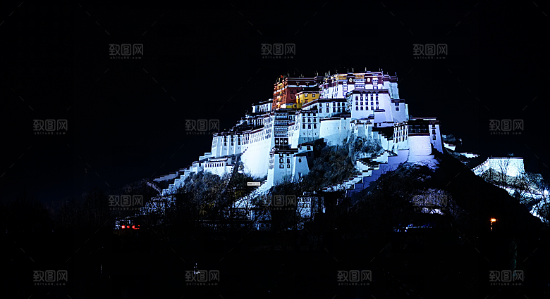 黑色蓝色灯光夜晚建筑