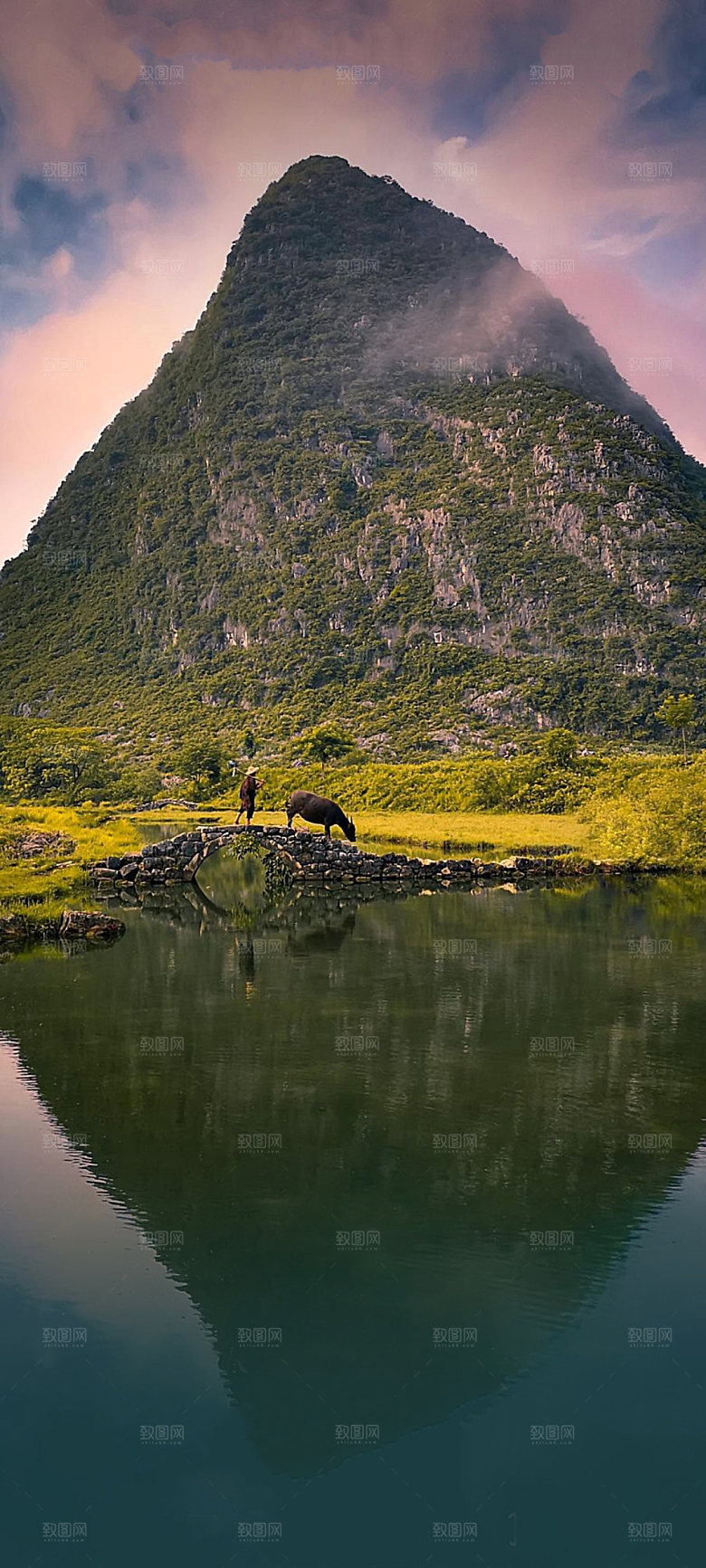 山峰草地自然风景素材