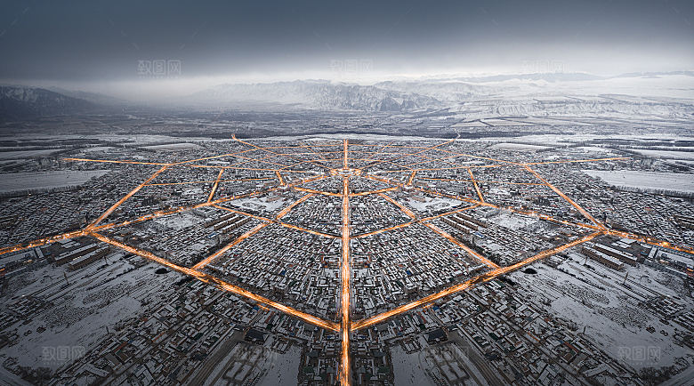 城市冬天雪景素材