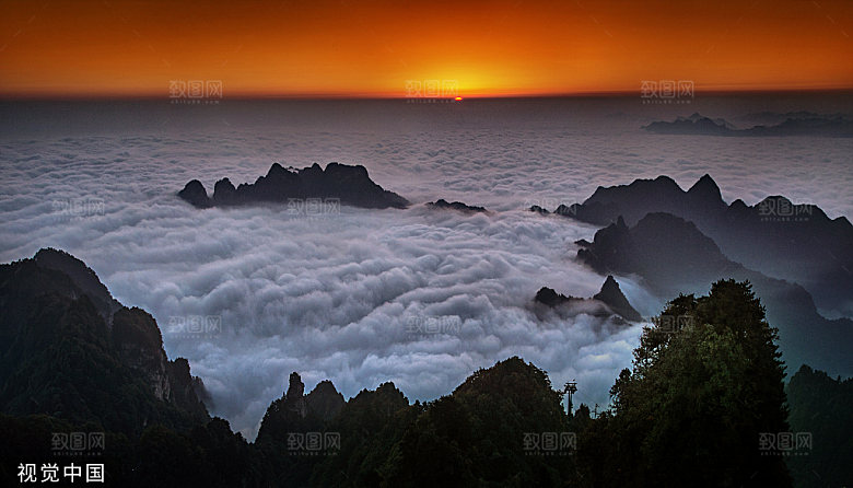 夕阳云海风景自然风光摄影素材