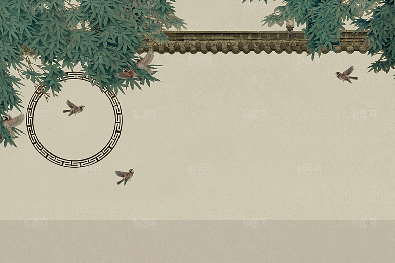 中国风古典工笔画背景设计