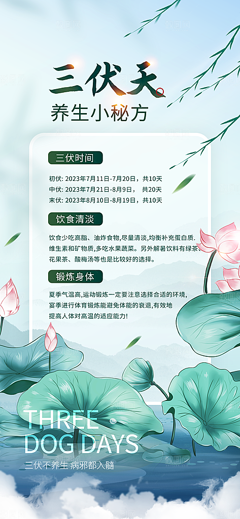夏天三伏天简约大气海报