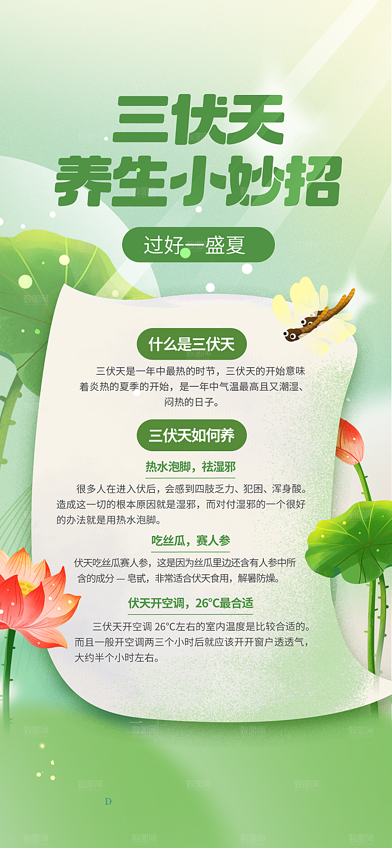 夏天三伏天简约大气海报