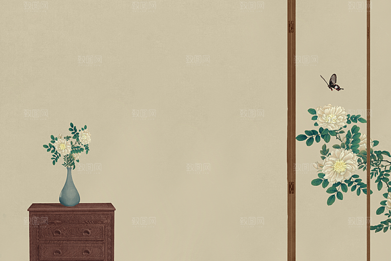 中国风古典工笔画背景设计