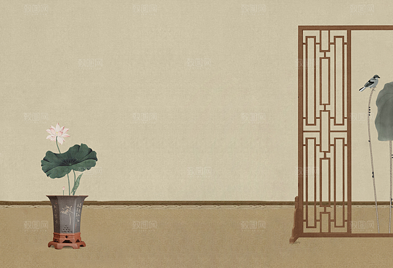 中国风古典工笔画背景设计