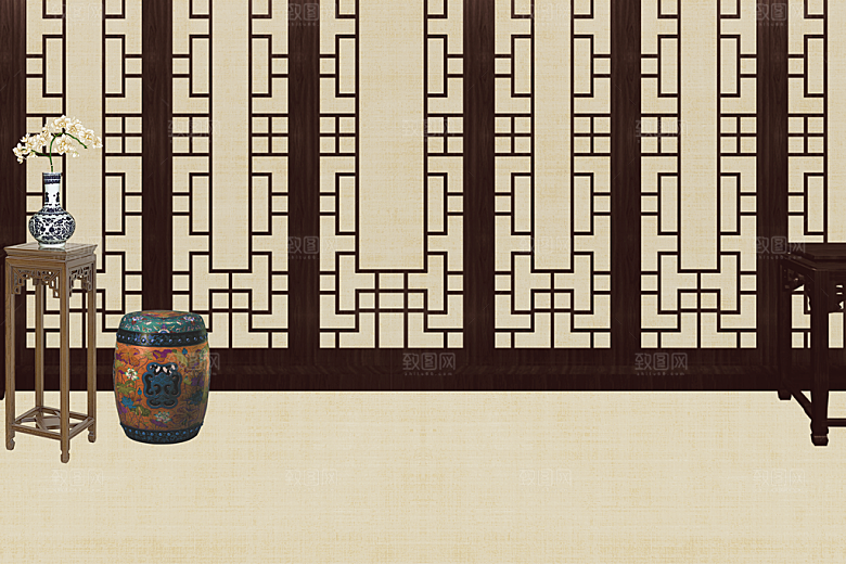 中国风古典工笔画背景设计