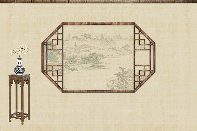 中国风古典工笔画背景