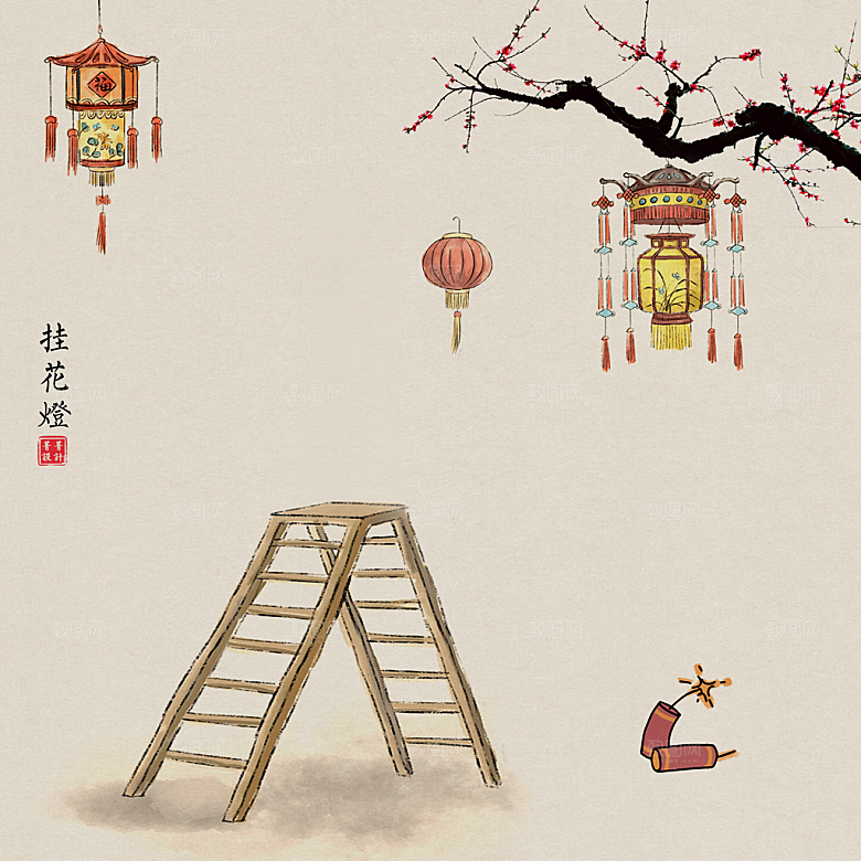 中国风古典工笔画背景