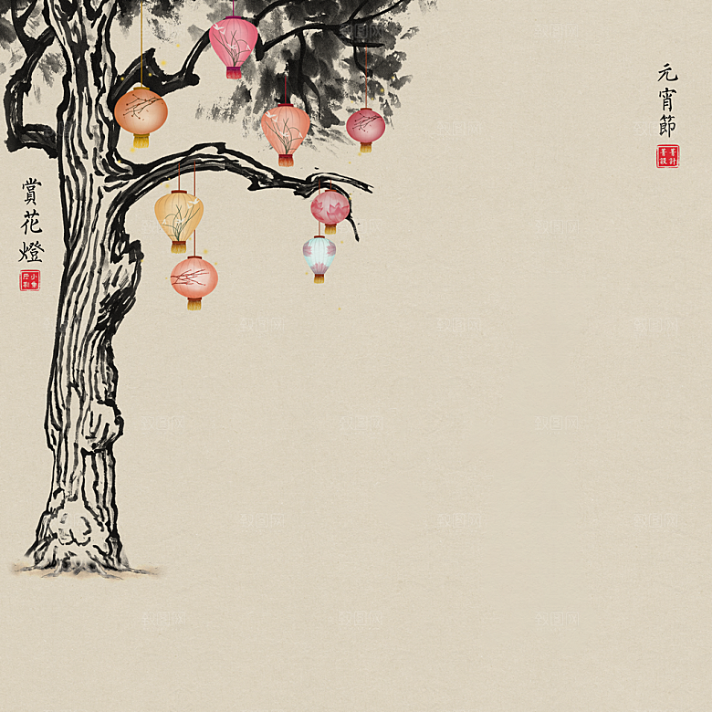 中国风古典工笔画背景