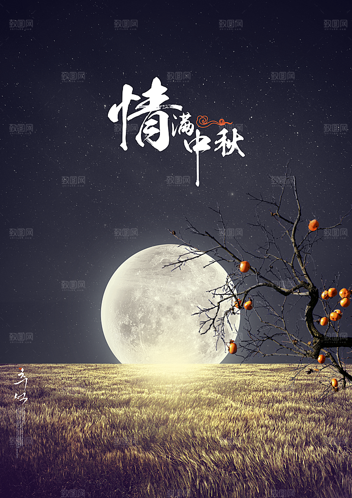 中国传统节日中秋节海报插画