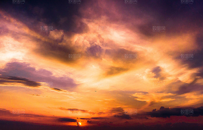 天空夜空火烧云云朵摄影