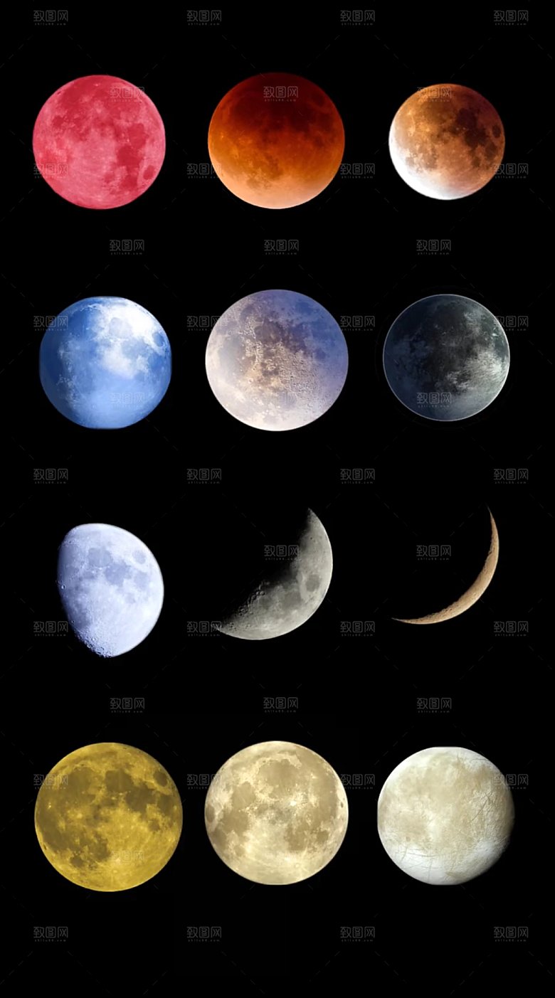 夜晚黑色月亮夜空素材