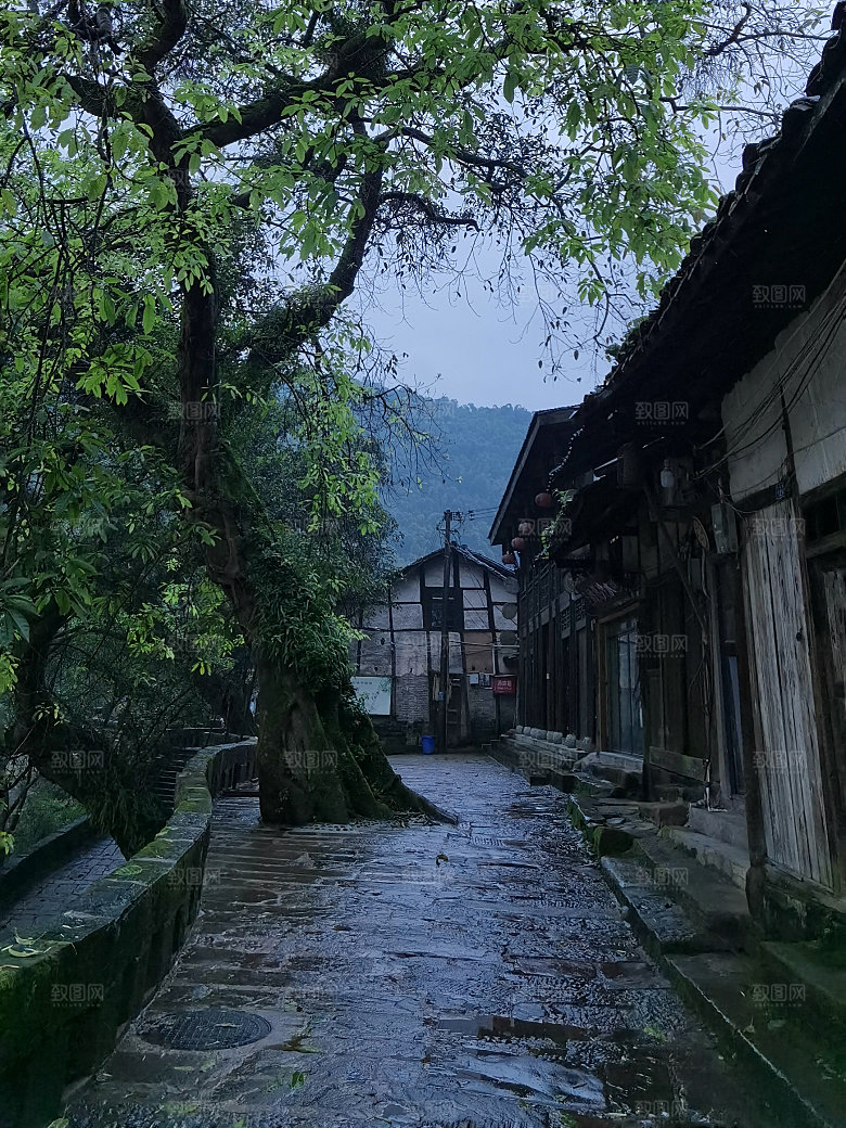 乡愁家乡生活小巷夜晚江南巷子图