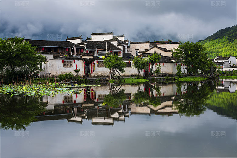 江南水乡乡村小镇村落图