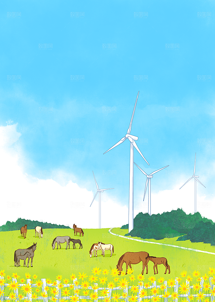春季外景花人物宣传插画海报