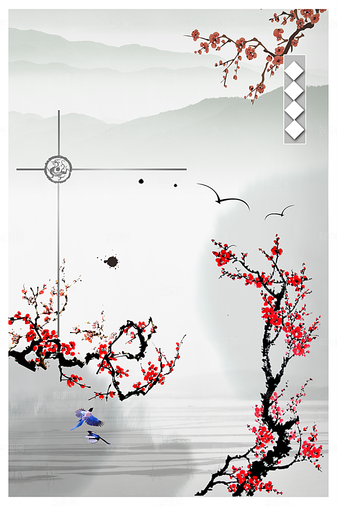 中国风古风古典背景海报