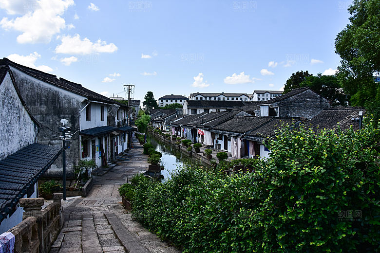 江南水乡乡村小镇村落图