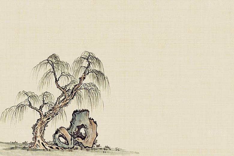 中式古风复古中国风工笔画背景素材