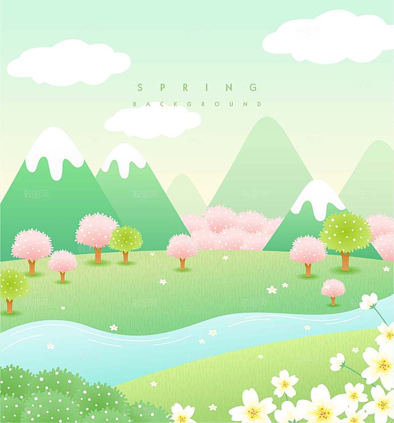 春天风景唯美植物踏青海报