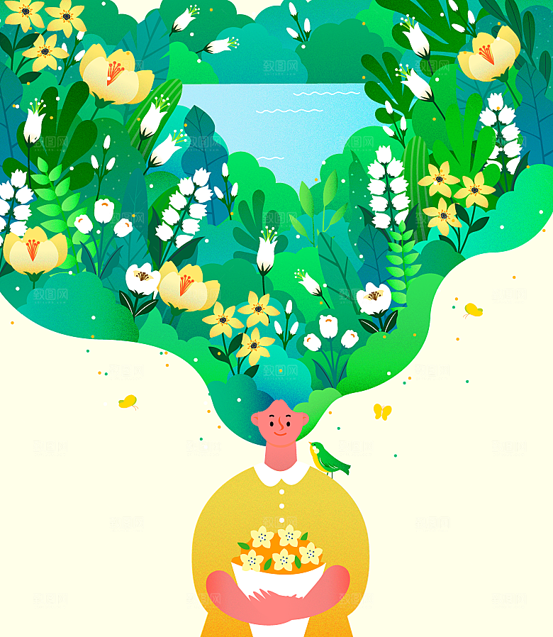 春天风景唯美植物踏青海报