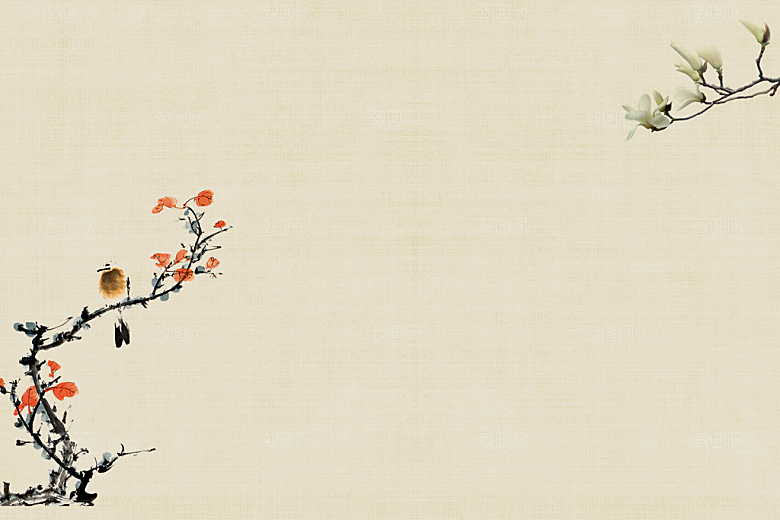 中式古风复古中国风工笔画背景展板