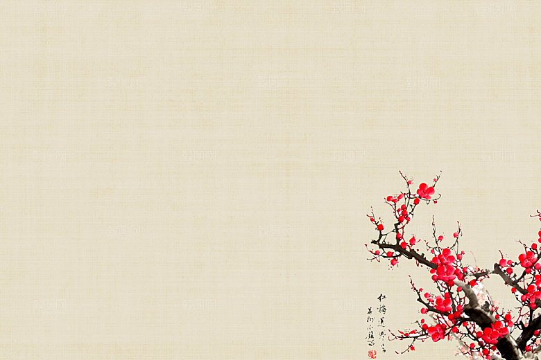 中式古风复古中国风工笔画背景展板