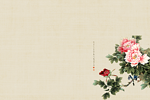 中式古风复古中国风工笔画背景展板素材