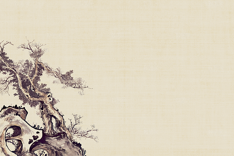 中式古风复古中国风工笔画背景展板素材