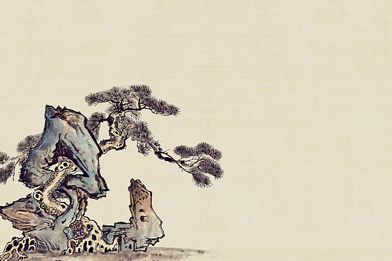 中式古风复古中国风工笔画背景展板素材