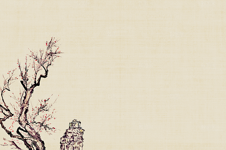 中式古风复古中国风工笔画背景展板
