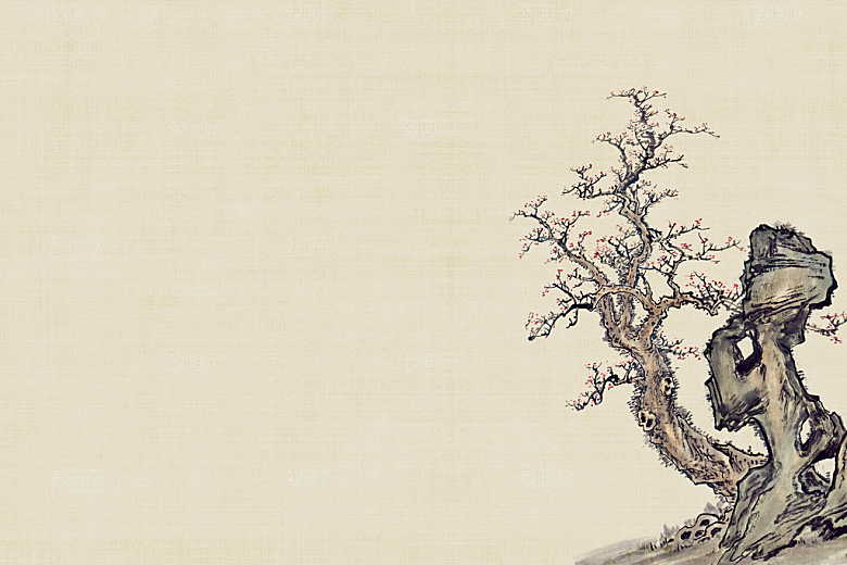 中式古风复古中国风工笔画背景展板