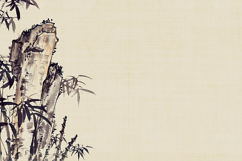 中式古风复古中国风工笔画背景展板