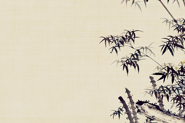 中式古风复古中国风工笔画背景展板