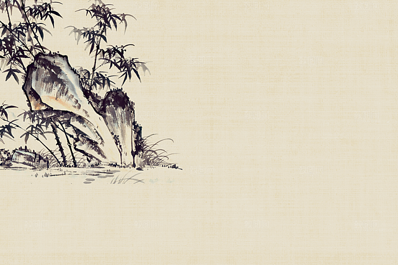 中式古风复古中国风工笔画背景展板