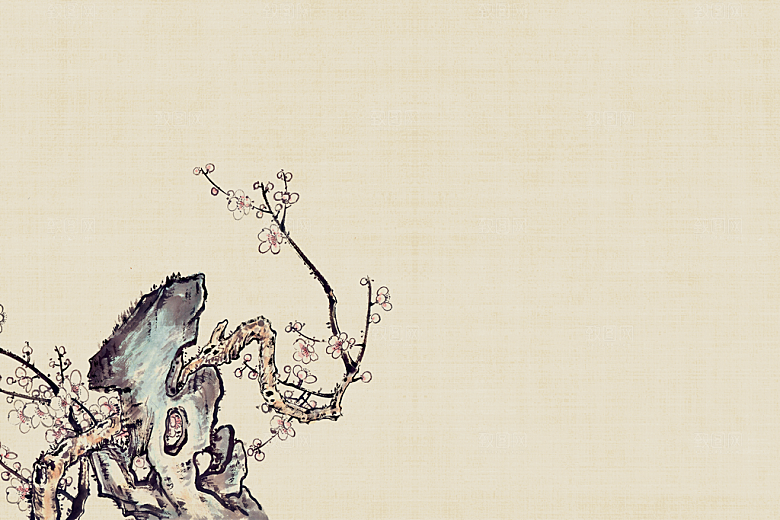 中式古风复古中国风工笔画背景展板