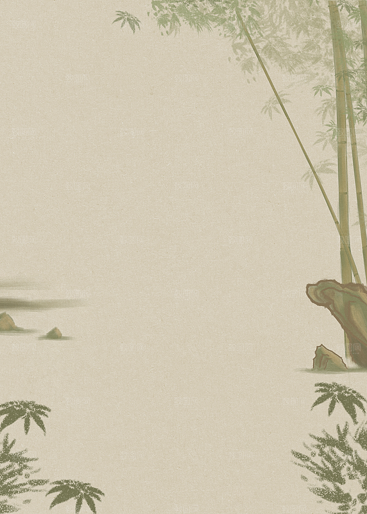 中式古风复古中国风工笔画背景展板
