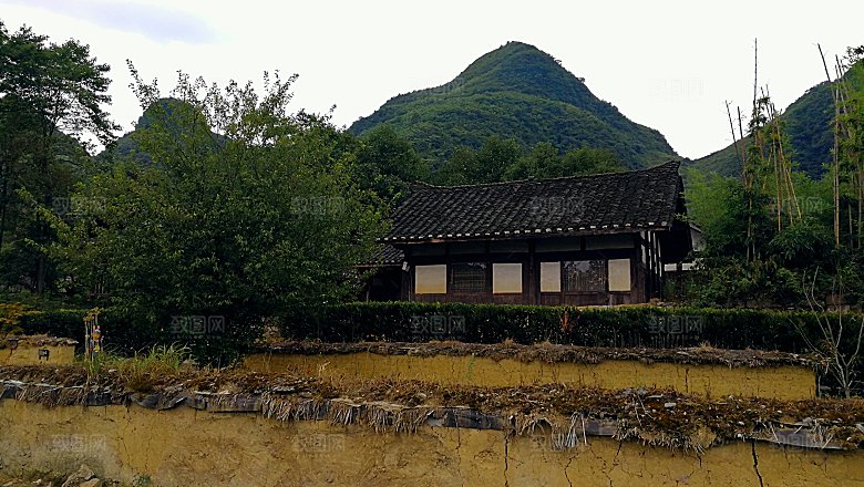 家乡流水小院草堂图片
