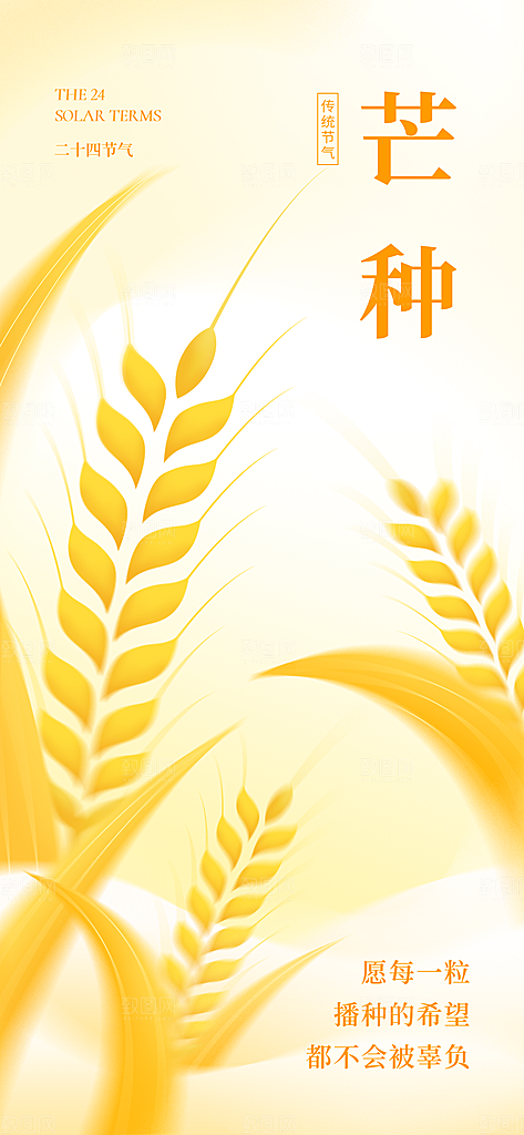中国传统节气芒种平面海报插画