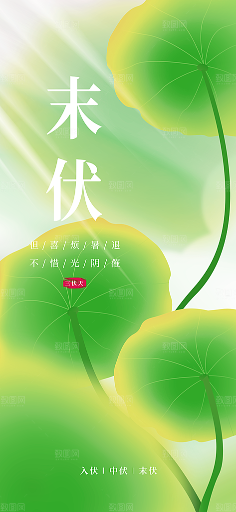 夏日夏季三伏天初伏中伏末伏海报