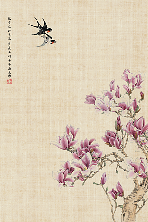 中式古风工笔画背景设计素材