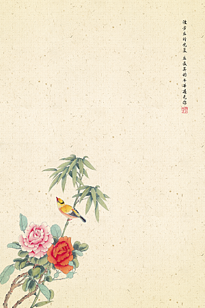 中式古风工笔画背景设计素材