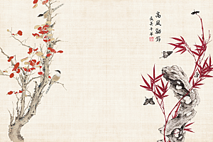 中式古风工笔画背景设计