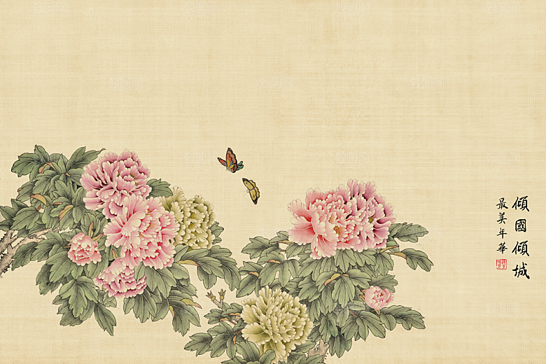 中式工笔画设计背景