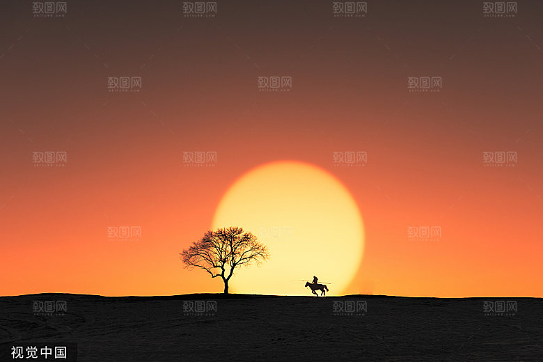 夕阳红色天空落日自然风景