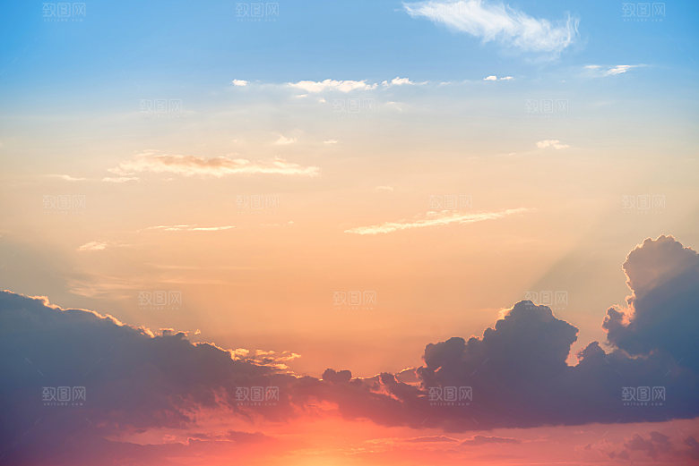 夕阳红色天空落日自然风景