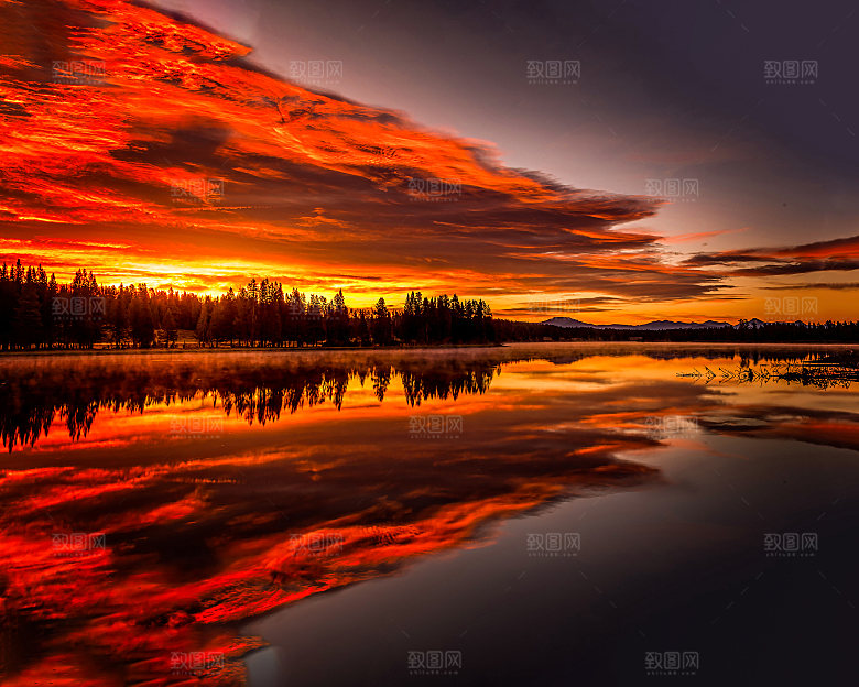 夕阳红色天空落日自然风景
