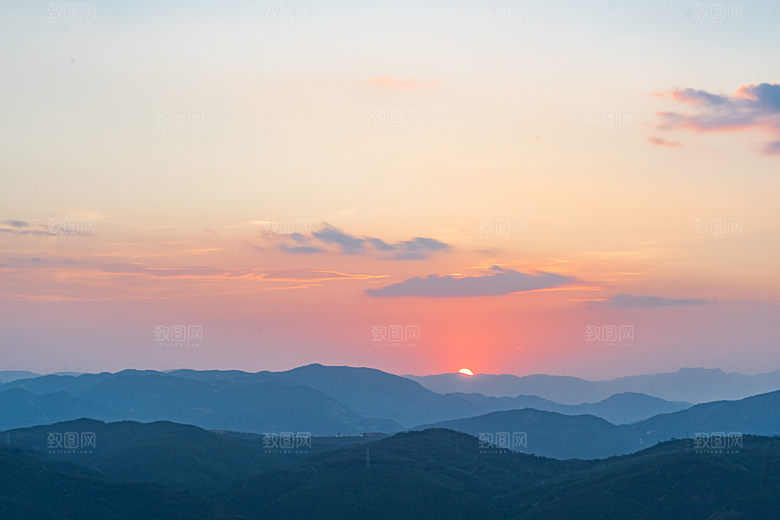 夕阳红色天空落日自然风景